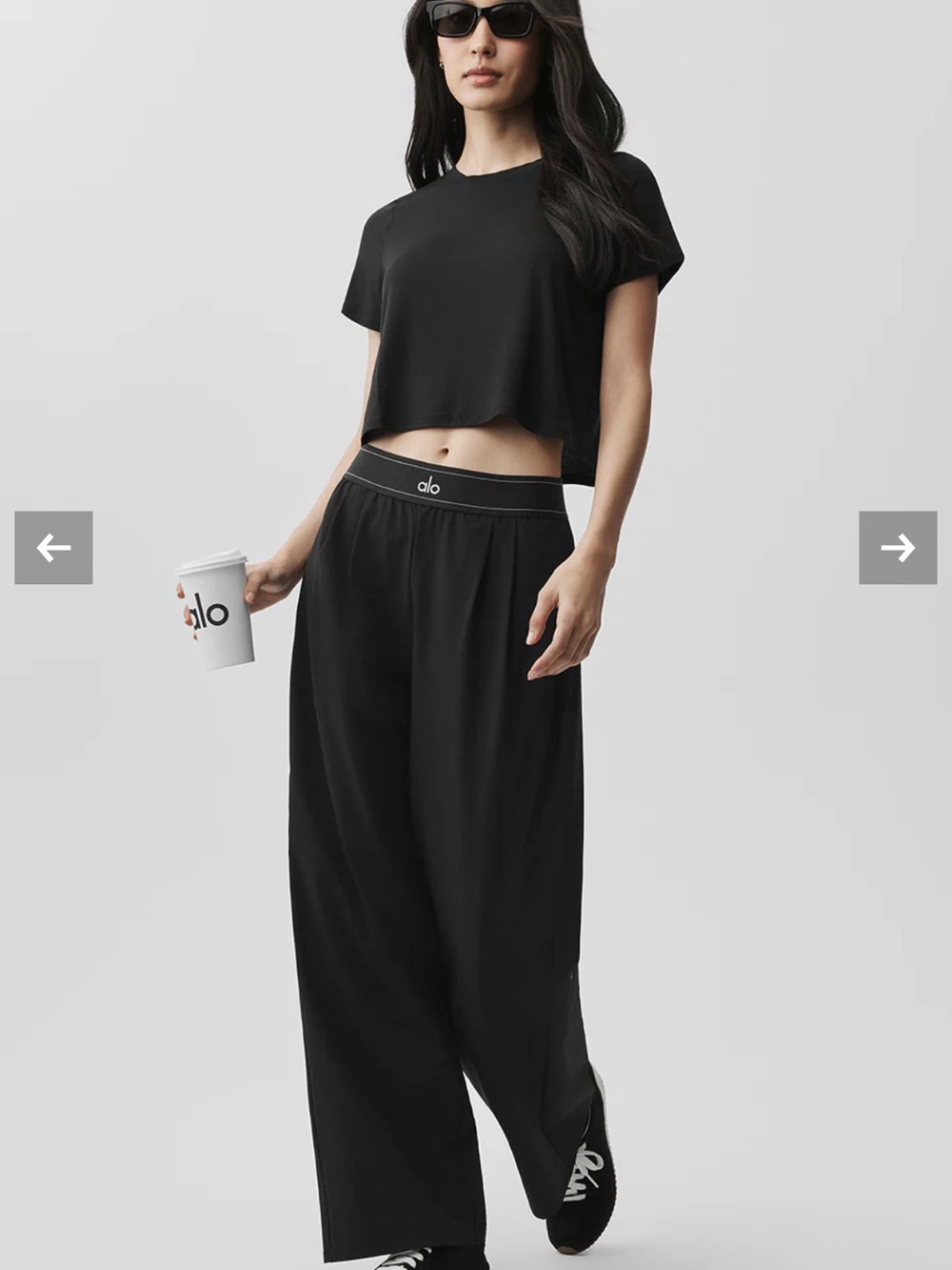 ALO Yoga Black High-Rise Wide Leg Lounge Pants